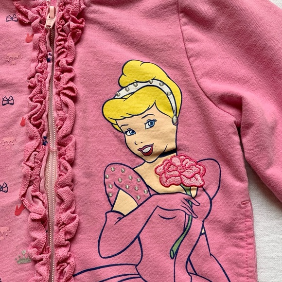 Disney Princess Cinderella Embroidered Ruffled Pink Hoodie Jacket 4T - Picture 2 of 12